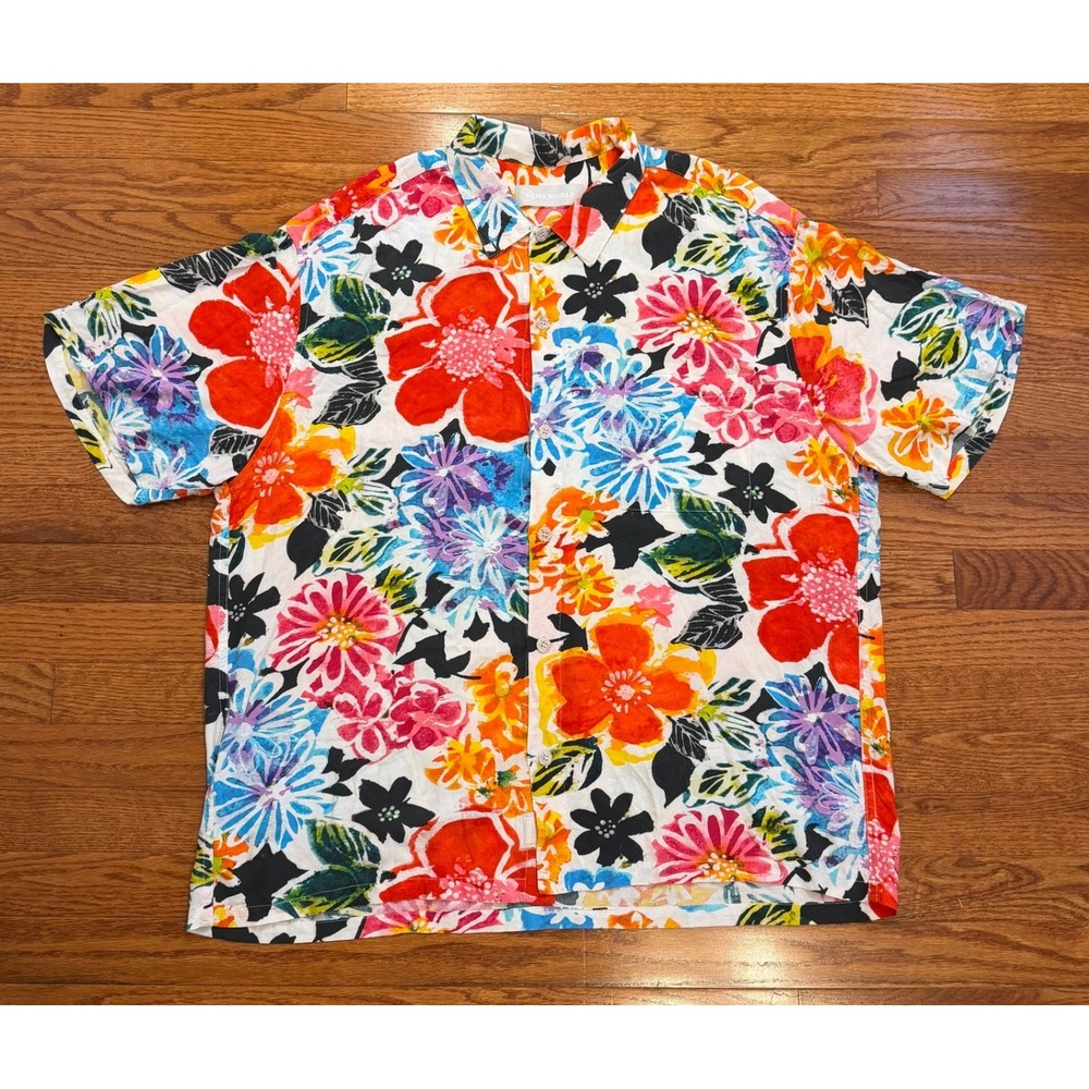 Jams World Button-Down Hawaiian Shirt Mens XL Multicolor Floral Vibrant Aloha